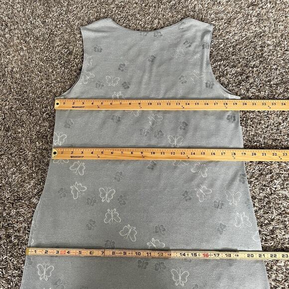 Vintage Maxi Dress Plus Size 14W 14 Gray Silver Butterfly Sleeveless Stretch 90s - Picture 13 of 16